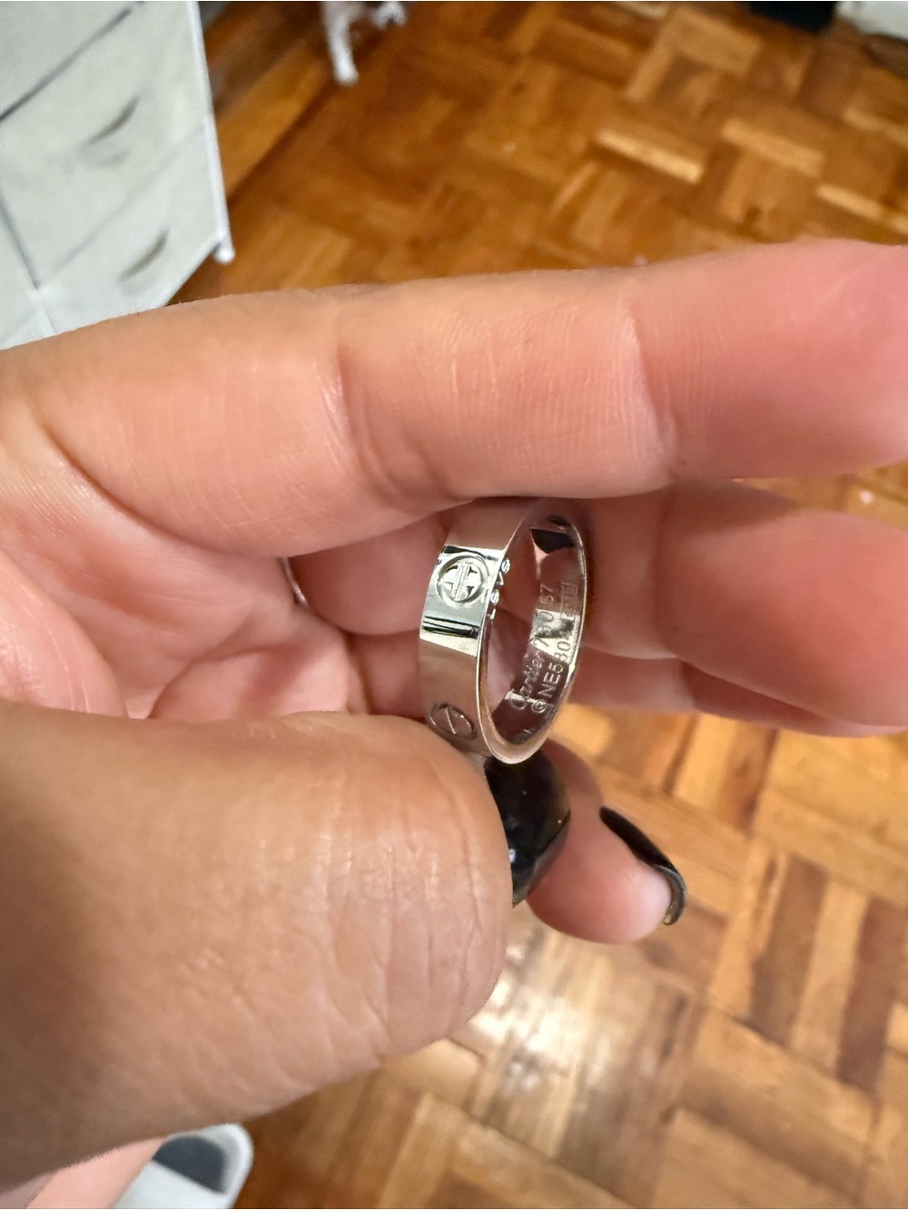 Sterling Silver Stacked Screw Motif Band - Unknown Brand